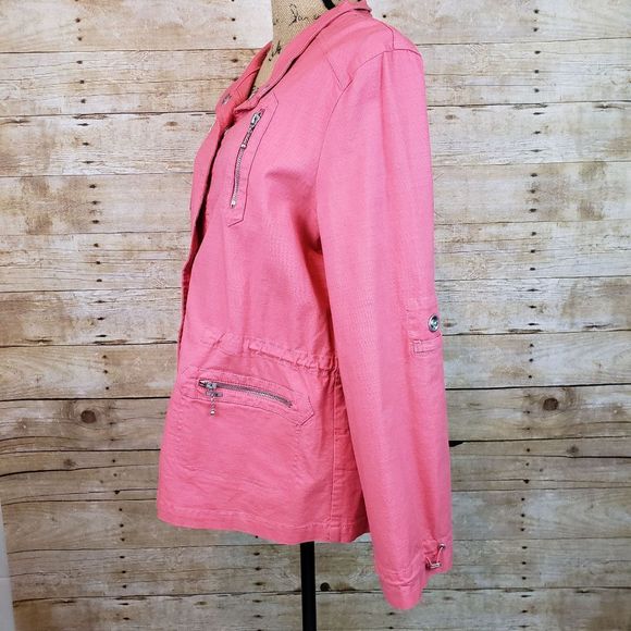 Sz L *French Dressing* 🌺COQUETTE-Style🌺 Womens Pink Snap Jacket - Picture 2 of 8